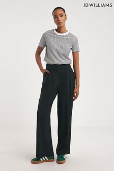 Czarne teksturowane spodnie Jd Williams z zaszewkami i szerokimi nogawkami (B99729) | 220 zł