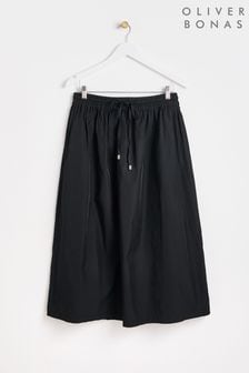 Oliver Bonas Tie Waist Midi Black Skirt (B99775) | €95