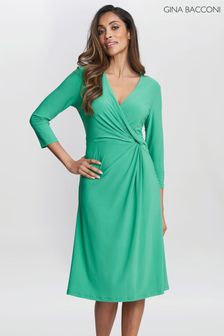 Gina Bacconi綠色Antonia平織裹身式連衣裙 (B99841) | NT$5,600