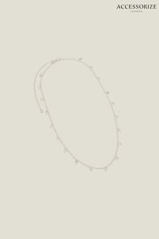 Accessorize Sterling Silver Plated Sparkle Station Necklace (B99874) | €23