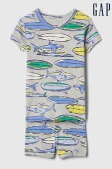 Gap Grey Shark Graphic Short Sleeve Pyjama Set (12mths-5yrs) (B99949) | €28