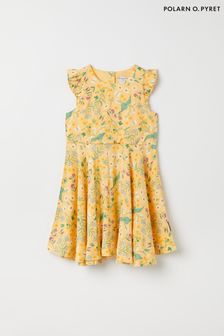 Polarn O Pyret Yellow Organic Cotton Floral Print Dress (B99971) | €44