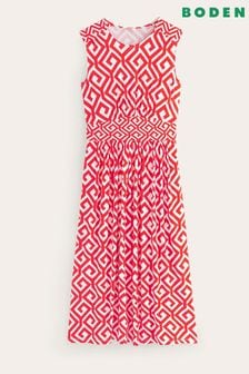 Boden Red Rebecca Jersey Midi Tea Dress (B99997) | 421 QAR
