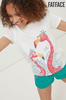 Bela majica s kratkimi rokavi in grafiko flamingov Fatface (756-DELNI KOMPLET S POTISKOM) | €14