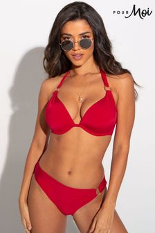 Czerwony - Dół bikini Pour Moi Samoa z ozdobnymi kółkami (BMT974) | 140 zł