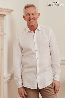 Slim Fit, einfache Manschetten - Signature Délavé Hemd aus 100 % Leinen mit Besatz (C00002) | 25 €