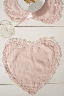 Truly Blush Pink Linen Heart Placemats (C00038) | €27