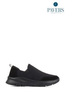 Pavers Laceless Arch Support Black Trainers (C00074) | €61