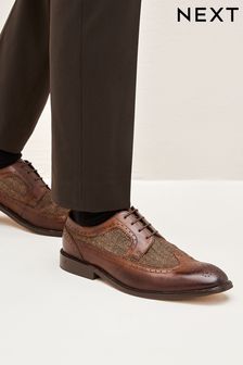 棕色 - 人字紋長翼紋雕花鞋 (C00204) | HK$520