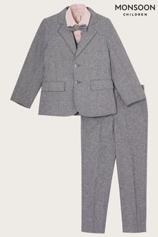 Monsoon Fünfteiliger Anzug mit Schleife, Grau (C00246) | 141 € - 161 €