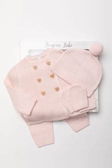 Bonjour Bebe Pink Knitted Four-Piece Baby Gift Set (C00368) | €28