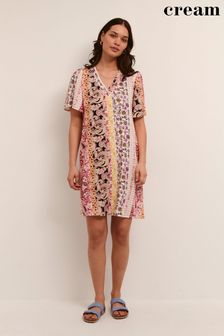Cream Alora Pink V-Neck Short Dress (C00404) | 87 €