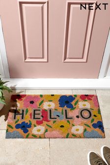 Multi Floral Poppy Hello Doormat (C00416) | BGN 37