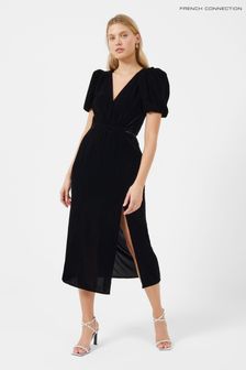 French Connection Ilavia Black Velvet Long Dress (C00447) | 46.50 BD