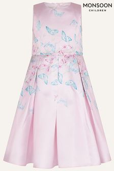 Monsoon Pink Flutter Butterfly Duchess Twill Dress (C00670) | €69 - €83