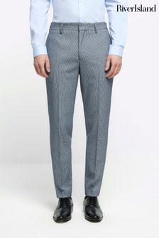 River Island Blue Houndstooth Suit