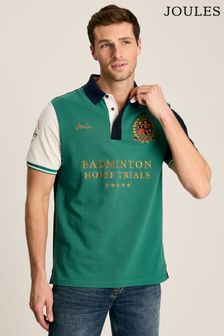 Joules Official Badminton Green & Navy Polo Shirt (C00904) | €94
