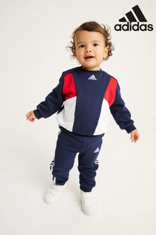adidas Blue Infant Colorblock French Terry Tracksuit (C00923) | $48
