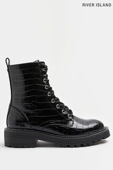 River Island Black Lace Up Boots (C01123) | 67 €