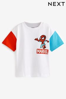 Marvel Weiß/Rückenprint in Rot - Kurzärmeliges License-T-Shirt mit Farbblock-Design (9 Monate bis 8 Jahre) (C01217) | 9 € - 11 €