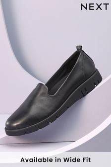 Črna - Forever Comfort® With Motionflex Leather Slip-on Shoes (C01285) | €54