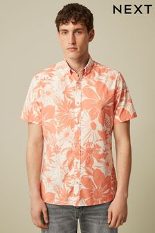 Orange Hawaiian Printed Short Sleeve Shirt (C01374) | €14