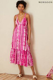 Monsoon Pink Multi Tripe Tiered Cami Dress (C01426) | 50 €