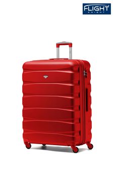 Červená - Veľký pevný kufor Flight Knight Lightweight Check In Suitcase s 4 kolieskami (C01501) | €115
