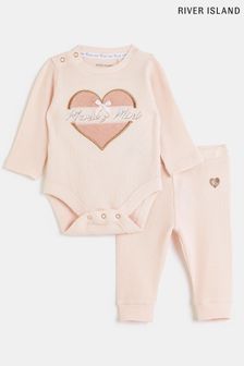 Set cu model gofrat mini pentru fete River Island Roz Mamas Bebeluși (C01660) | 120 LEI