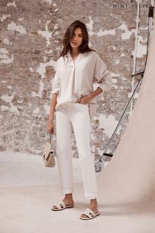 Mint Velvet Dakota White Distressed Jeans (C01722) | AED461