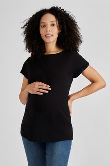 JoJo Maman Bébé Black Boyfriend Cotton Maternity T-Shirt (C01804) | $36