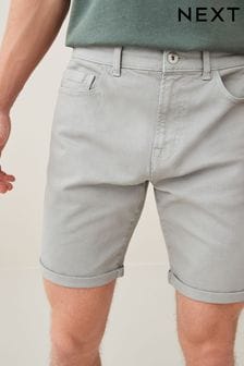Pale Grey Straight Stretch Denim Shorts (C01857) | €9