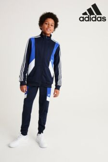adidas Blue Junior Colourblock 3-Stripe Tracksuit (C02081) | €58