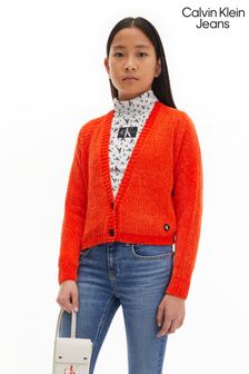 Calvin Klein Orange Chenille Cropped Cardigan (C02096) | €49