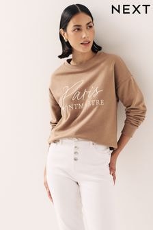 Neutral Paris Drop Shoulder Graphic Sweatshirt (C02150) | 140 zł