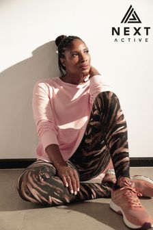 Zebramuster - Next Active Sports Lange, figurformende Leggings mit hohem Bund für eine flache Bauchform (C02162) | 21 €