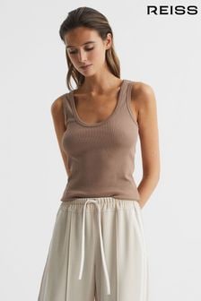 Reiss Mocha Violet Scoop Neck Jersey Vest Top (C02284) | $53