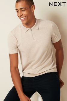 Neutral Short Sleeved Knitted Polo Shirt (C02339) | €8