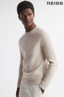 Piedra - Suéter texturizado de algodón y lana con cuello redondo Millerson de Reiss (C02378) | 186 €