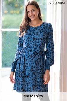 Синий платье со складками Seraphine (C02389) | €42