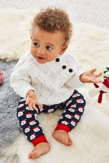 JoJo Maman Bébé Father Christmas Extra Thick Baby Leggings