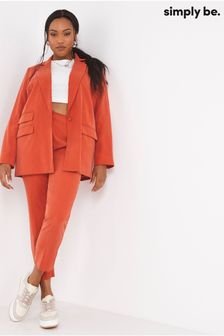 Simply Be Orange Rust Tailored Ouble Pocket Blazer (C02728) | ₪ 256