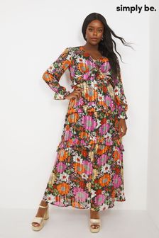 Simply Be Black Floral Tiered Maxi Dress (C02732) | 74 €
