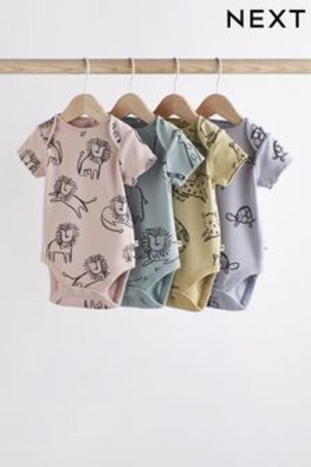 Multi Baby Short Sleeve Bodysuits 4 Pack (C02898) | $29 - $37