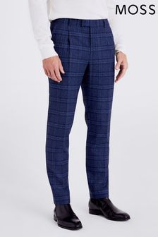 MOSS Slim Fit Blue Check Suit: Trousers (C02957) | €79