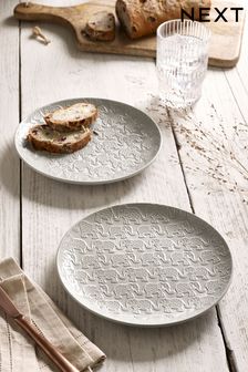 Grey Embossed Elephant Set of 2 Side Plates (C03164) | TRY 277