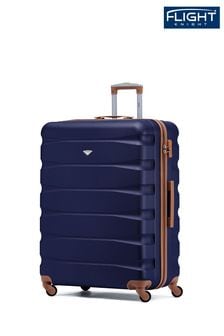 أزرق داكن/أسمر مصفر - حقيبة سفر كبيرة صلبة خفيفة 4 عجلات من Flight Knight (C03211) | 396 ر.ق