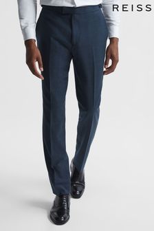 Reiss Navy Ease Sharkskin Mixer Trousers (C03218) | AED994