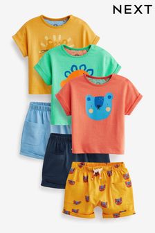 Яркий принт - Комплект из 6 предметов для малышей из футболки и шорт (C03322) | 17 420 тг - 18 760 тг