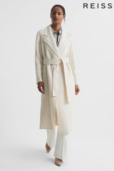 Reiss Cream Ariel Wool Blend Blindseam Belted Coat (C03579) | NT$22,080
